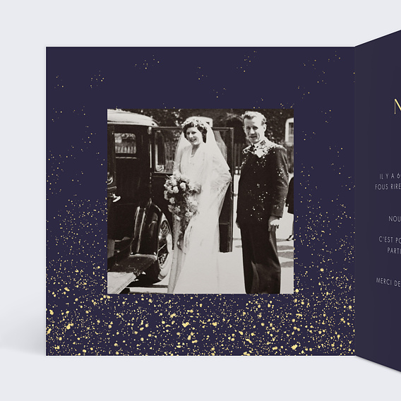 Invitation anniversaire mariage Pluie de Fête Intérieur Gauche