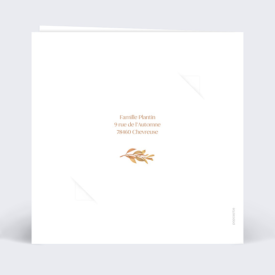 Invitation anniversaire mariage Flower of Fall Graines Verso