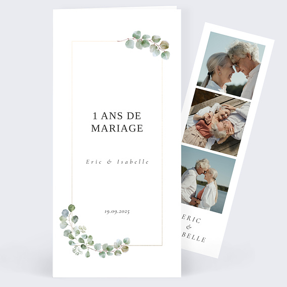 Invitation anniversaire mariage Cadre Ocre Eucalyptus