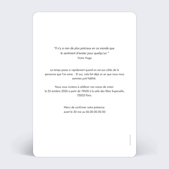 Invitation anniversaire de mariage Alliances