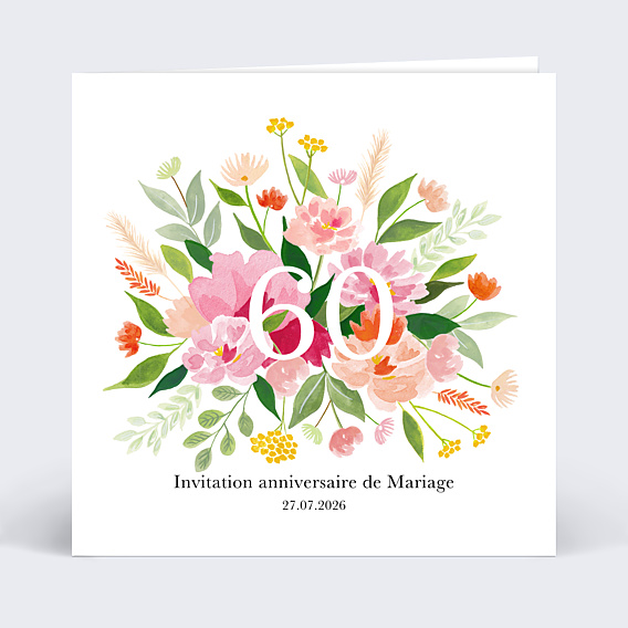 Invitation anniversaire mariage Aquarelle Champêtre
