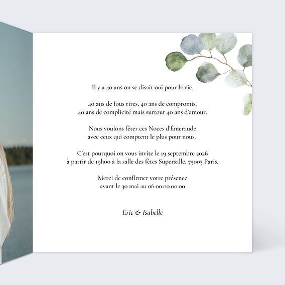 Invitation anniversaire de mariage Couronne Ocre Eucalyptus
