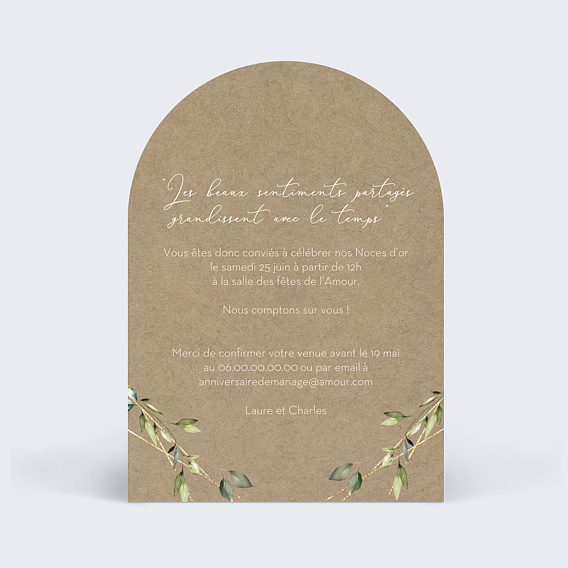 Invitation anniversaire mariage Modern Love Verso