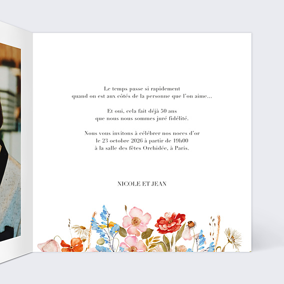 Invitation anniversaire de mariage Éveil des fleurs
