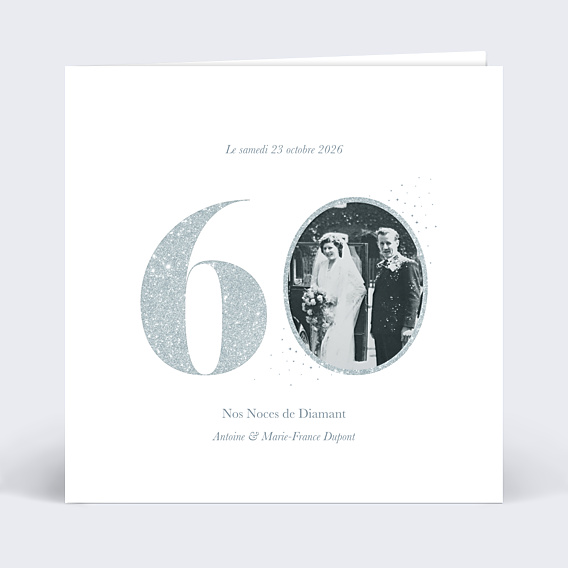Invitation anniversaire de mariage Photo Souvenir 60