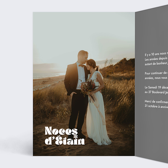 Invitation anniversaire de mariage 10 ans de mariage