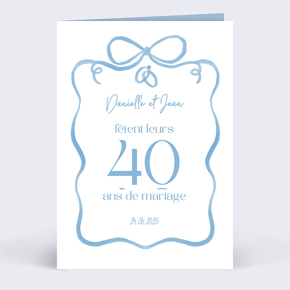 Invitation anniversaire mariage Alliances et Ruban
