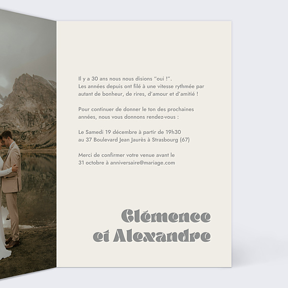 Invitation anniversaire de mariage 30 ans de mariage