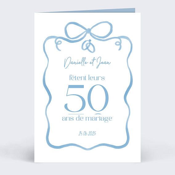 Invitation anniversaire mariage Alliances et Ruban