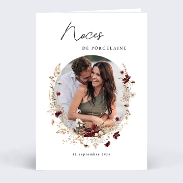 Invitation anniversaire de mariage Couronne de Fleurs Sauvages