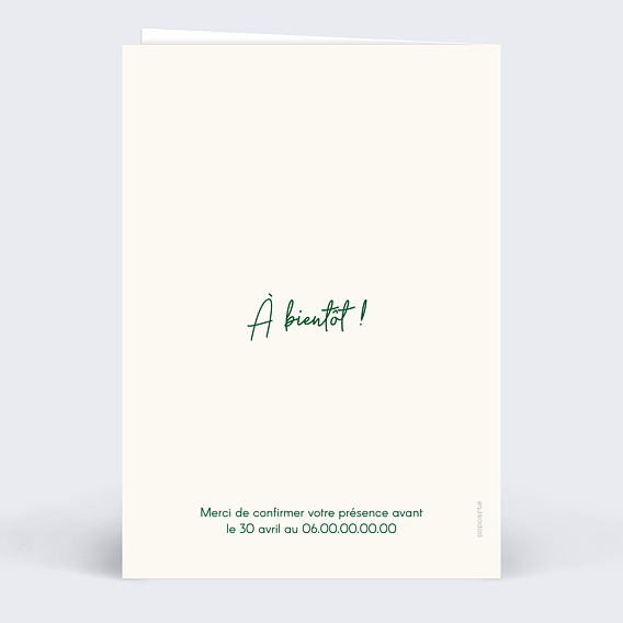 Invitation anniversaire mariage 40 années d'amour Verso