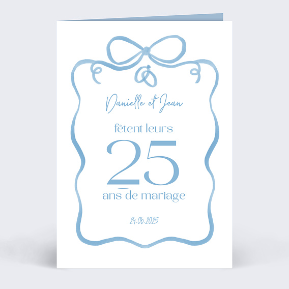 Invitation anniversaire mariage Alliances et Ruban