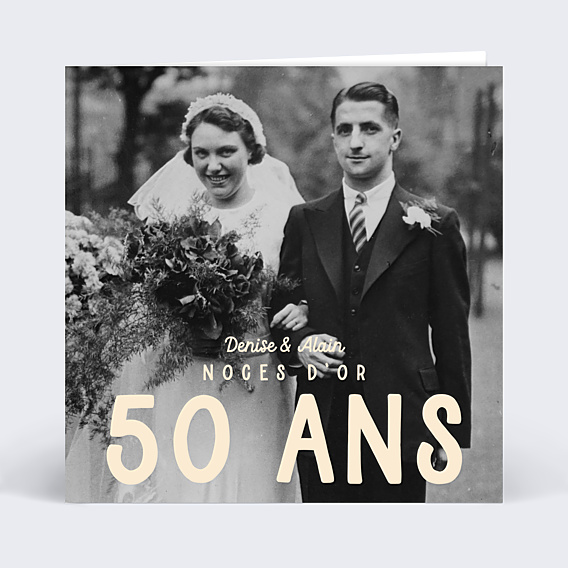 Invitation anniversaire de mariage Année en grand avec Graines