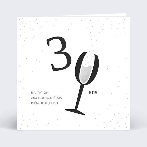 Invitation anniversaire mariage Levons nos Verres Chiffres