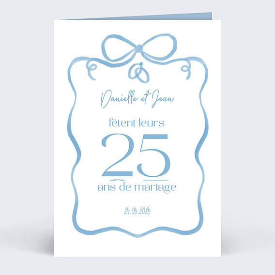 Invitation anniversaire mariage Alliances et Ruban