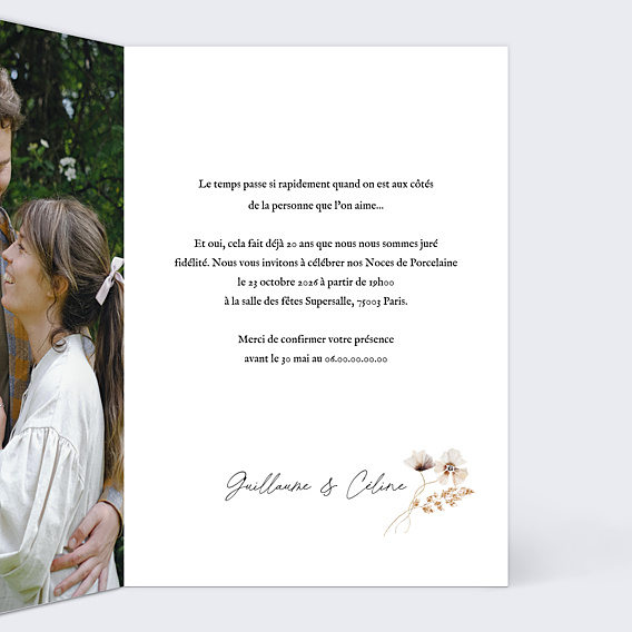 Invitation anniversaire de mariage Couronne de Fleurs Sauvages