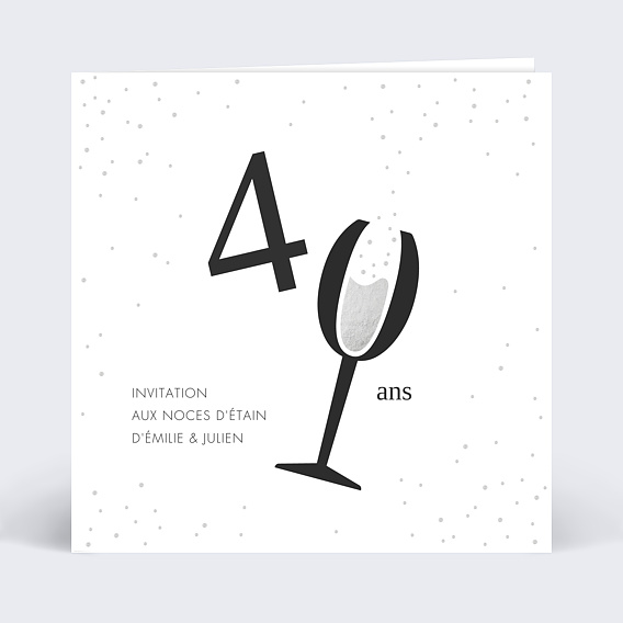 Invitation anniversaire mariage Levons nos Verres Chiffres