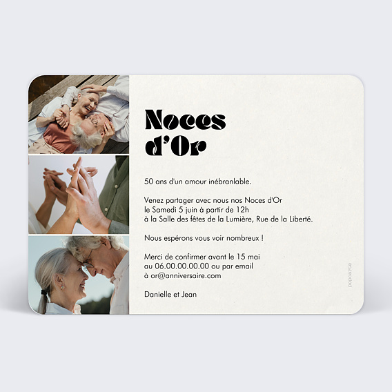 Invitation anniversaire mariage Pleine Page Verso