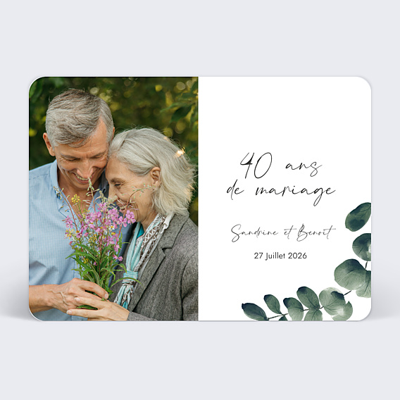 Invitation anniversaire de mariage Branche d’Eucalyptus