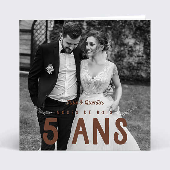 Invitation anniversaire de mariage Photo mariage 5 ans