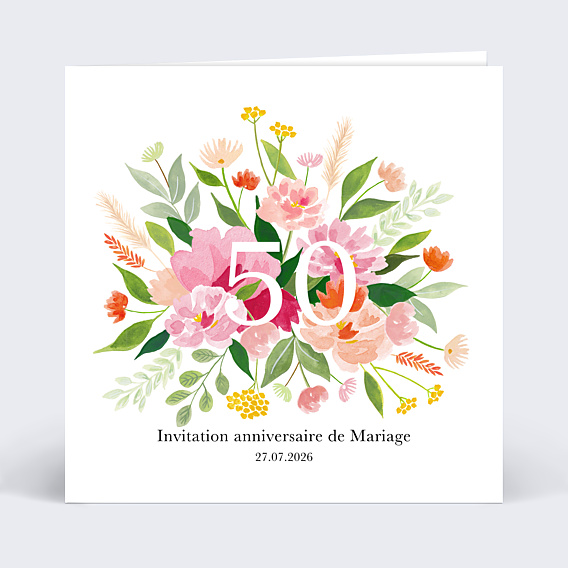 Invitation anniversaire mariage Aquarelle Champêtre