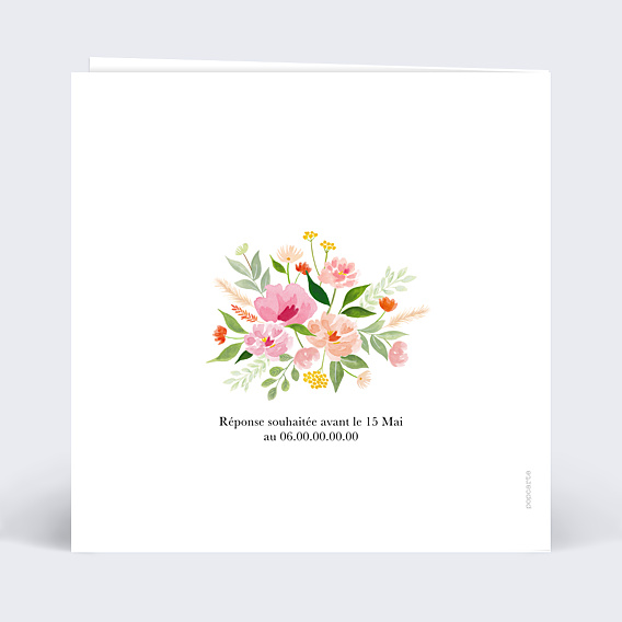 Invitation anniversaire de mariage Aquarelle Champêtre