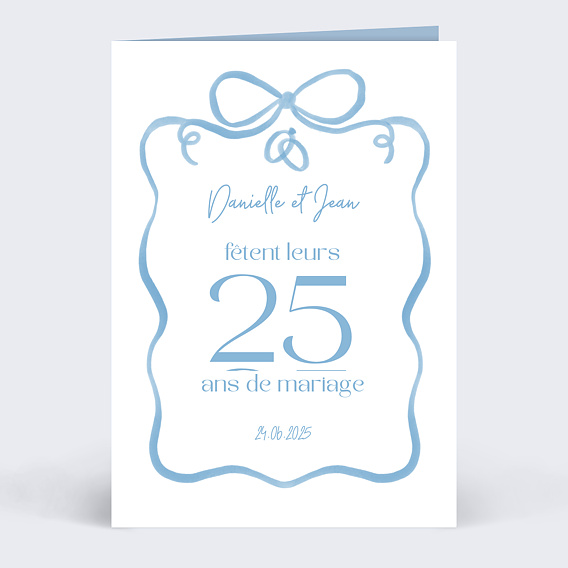 Invitation anniversaire mariage Alliances et Ruban