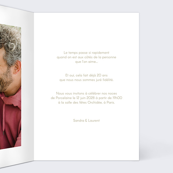 Invitation anniversaire de mariage 20 années d'amour