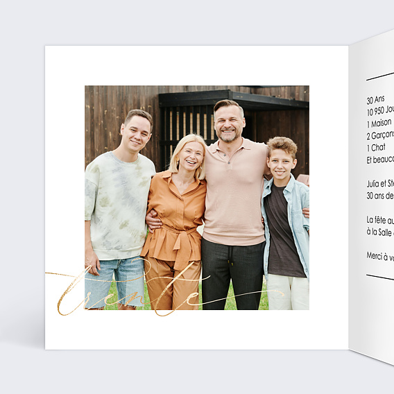 Invitation anniversaire mariage 30 ans Moderne Intérieur Gauche