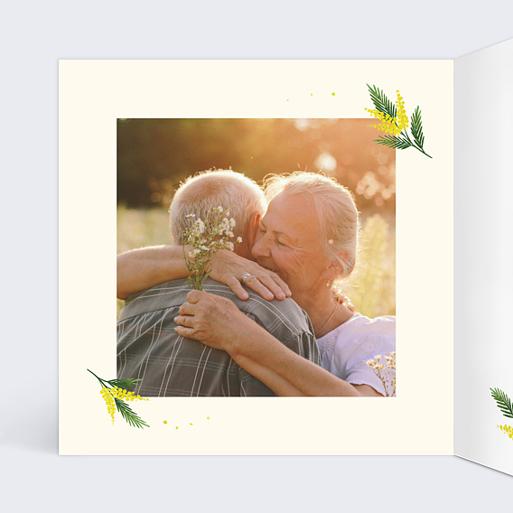 Invitation anniversaire mariage Couronne de Mimosa Intérieur Gauche