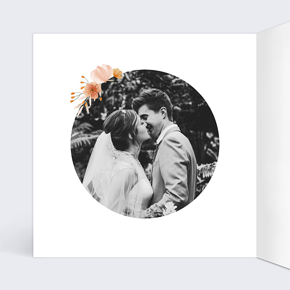 Invitation anniversaire mariage Couronne Printanière Intérieur Gauche