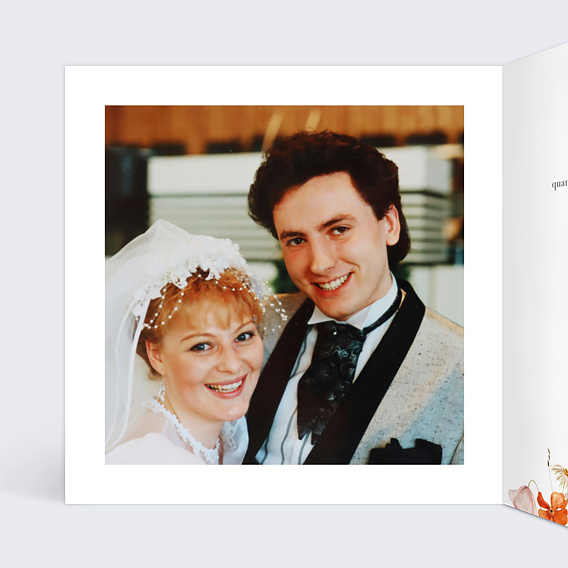 Invitation anniversaire mariage Éveil des fleurs Intérieur Gauche