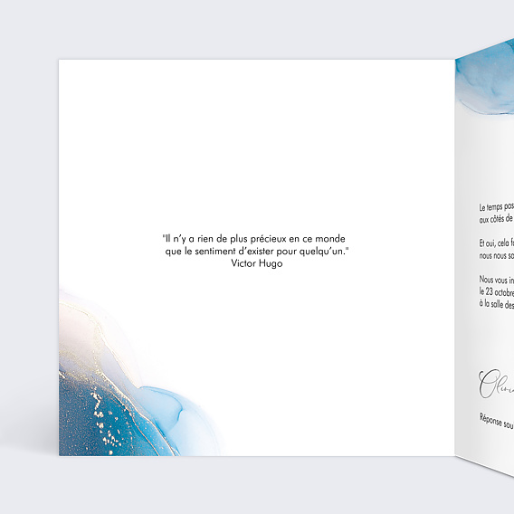 Invitation anniversaire mariage Opaline Intérieur Gauche