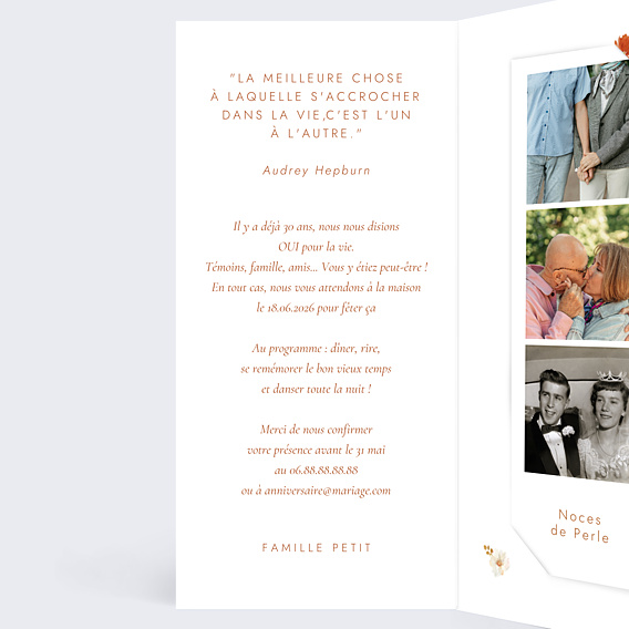 Invitation anniversaire de mariage Bouquet Parfumé décomposé