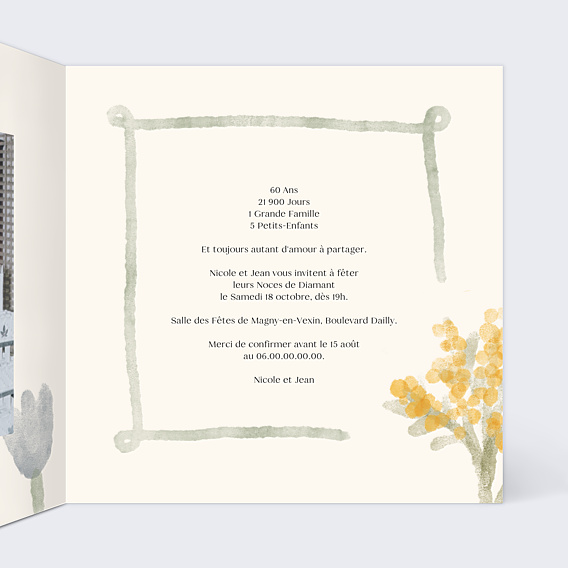 Invitation anniversaire de mariage Jardin Aquarelle