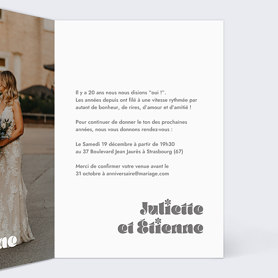 Invitation anniversaire de mariage 20 ans de mariage