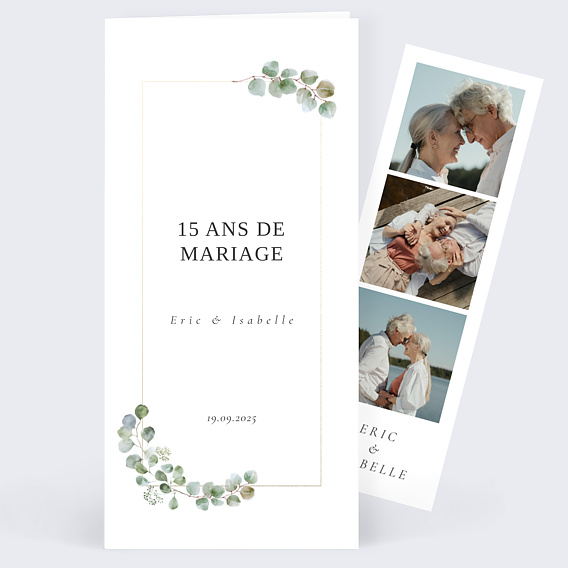 Invitation anniversaire mariage Cadre Ocre Eucalyptus