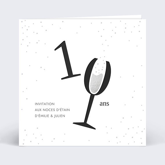 Invitation anniversaire de mariage Levons nos Verres Chiffres