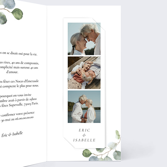Invitation anniversaire de mariage Cadre Ocre Eucalyptus
