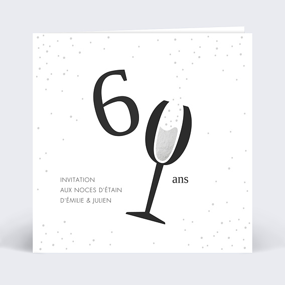 Invitation anniversaire mariage Levons nos Verres Chiffres