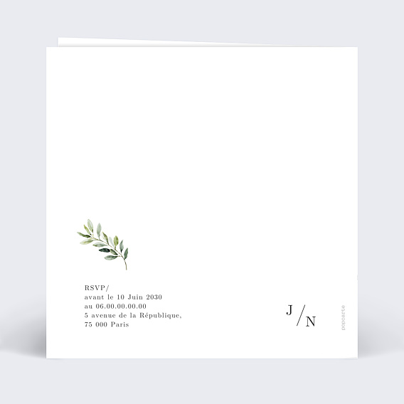 Invitation anniversaire mariage Olivier éternel Verso