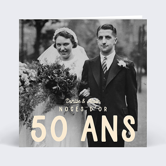 Invitation anniversaire de mariage Année en grand avec Graines
