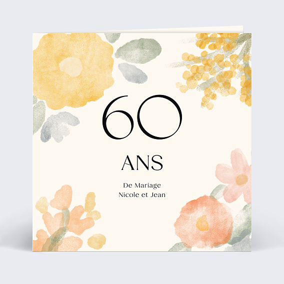 Invitation anniversaire mariage Jardin Aquarelle