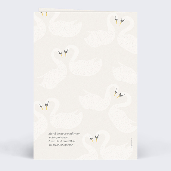 Invitation anniversaire de mariage Cygnes en coeur