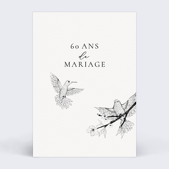 Invitation anniversaire mariage Inséparables