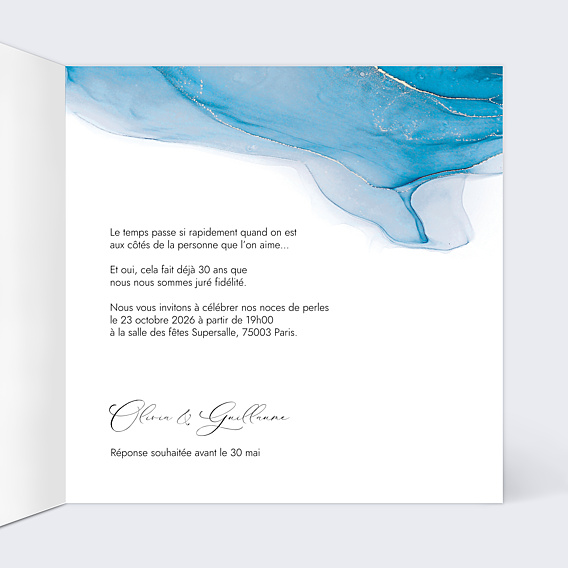 Invitation anniversaire de mariage Opaline