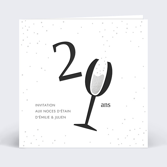 Invitation anniversaire mariage Levons nos Verres Chiffres
