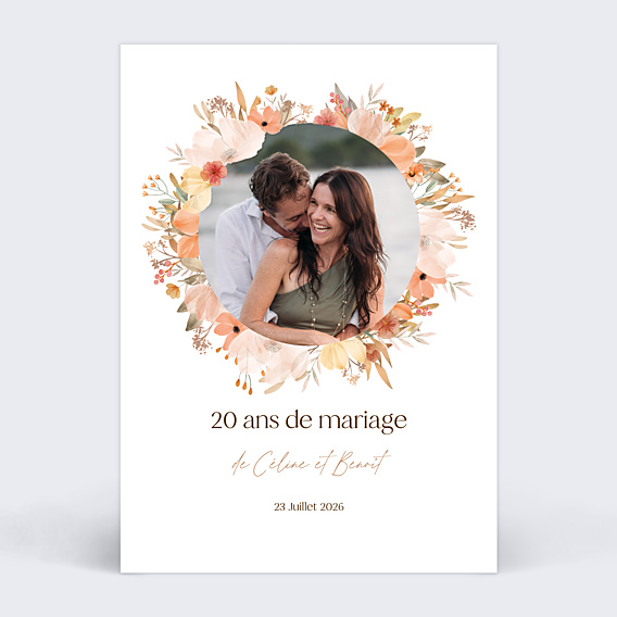 Invitation anniversaire de mariage Couronne Printanière avec Photo