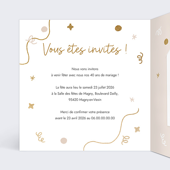 Invitation anniversaire de mariage Cultiver l’amour