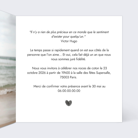 Invitation anniversaire de mariage Petit Coeur